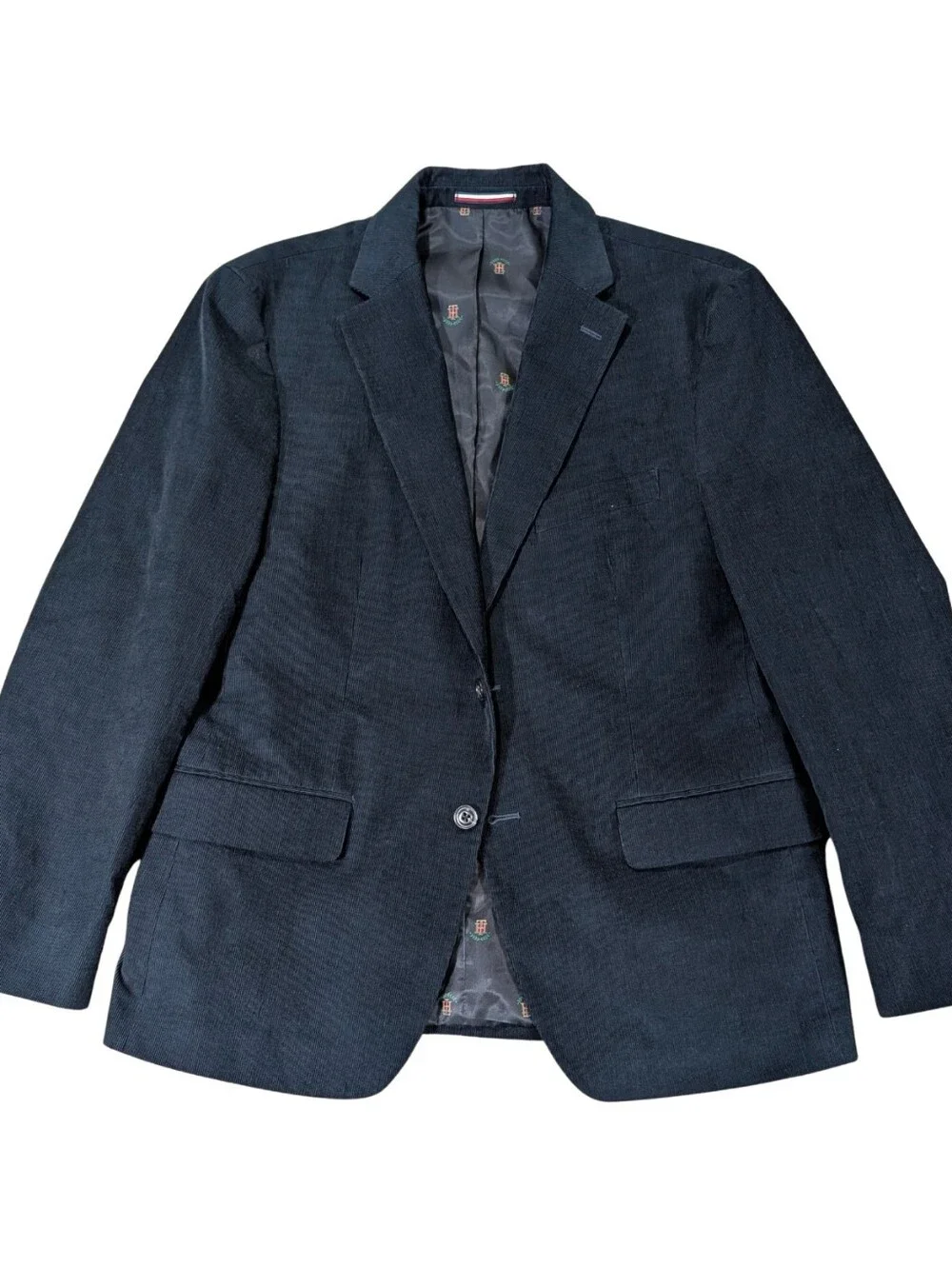Tommy Hilfiger Corduroy Blazer Jacket Mens 42S Navy Blue Stretch